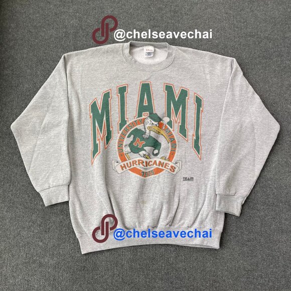 Vintage 90s Miami Hurricanes Shirt, University Of Miami Hurricanes Sweatshirt - Picture 1 of 4
